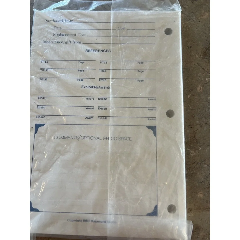 1983 Vintage Doll Record 3 Holes Refill Sheets Package